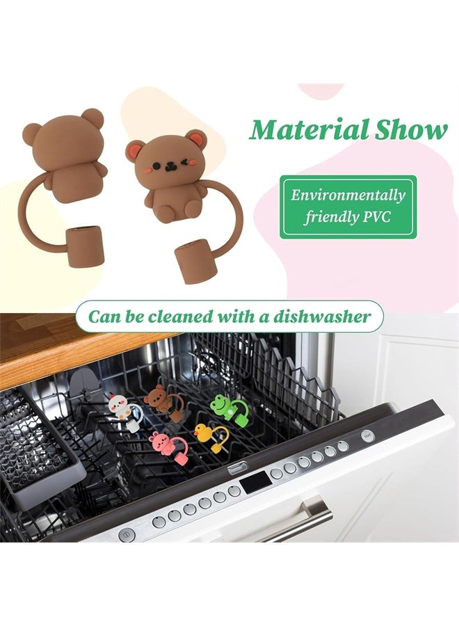 هومستر 5 قطع قابلة لإعادة الاستخدام غطاء القش الحيواني، 10mm / 0.4inch القش غطاء، غطاء كوب الشرب الكرتون قابلة لإعادة الاستخدام، اكسسوارات ستانلي - Image 4