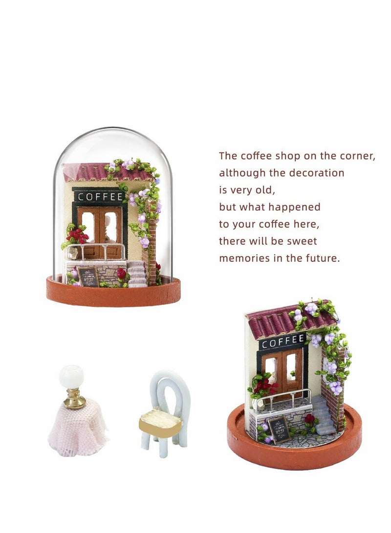 Excefore DIY Dollhouse Miniature with Wooden Furniture, Handmade Home Craft Model Mini World Series Kit with Glass Cover, Creative Doll House for Adult Teenager Gift (Time Cafe) - Image 2