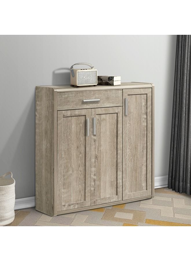 Home Box Curvy 20-Pair Shoe Cabinet With 3 Doors And 1 Drawer 34.3x120x118 cm - Image 1