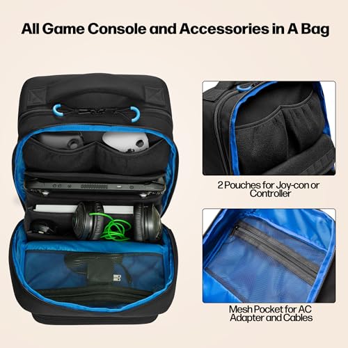 PGmoon Carrying Backpack Compatible with Steam Deck, Travel Case Bag with Separate Game Cards Holder, Multi-Pockets For Game Headset, Docking Station, Controllers and More (Patent Design) - Image 2