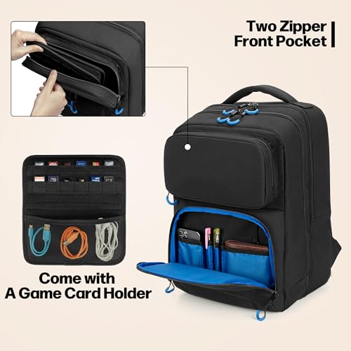 PGmoon Carrying Backpack Compatible with Steam Deck, Travel Case Bag with Separate Game Cards Holder, Multi-Pockets For Game Headset, Docking Station, Controllers and More (Patent Design) - Image 5
