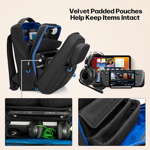 PGmoon Carrying Backpack Compatible with Steam Deck, Travel Case Bag with Separate Game Cards Holder, Multi-Pockets For Game Headset, Docking Station, Controllers and More (Patent Design) - Image 3
