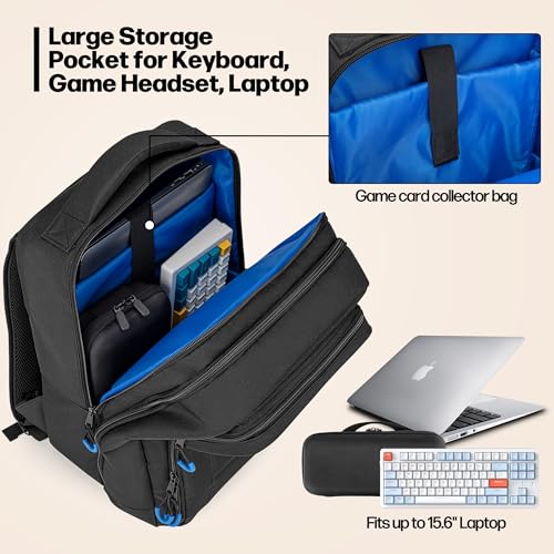 PGmoon Carrying Backpack Compatible with Steam Deck, Travel Case Bag with Separate Game Cards Holder, Multi-Pockets For Game Headset, Docking Station, Controllers and More (Patent Design) - Image 4