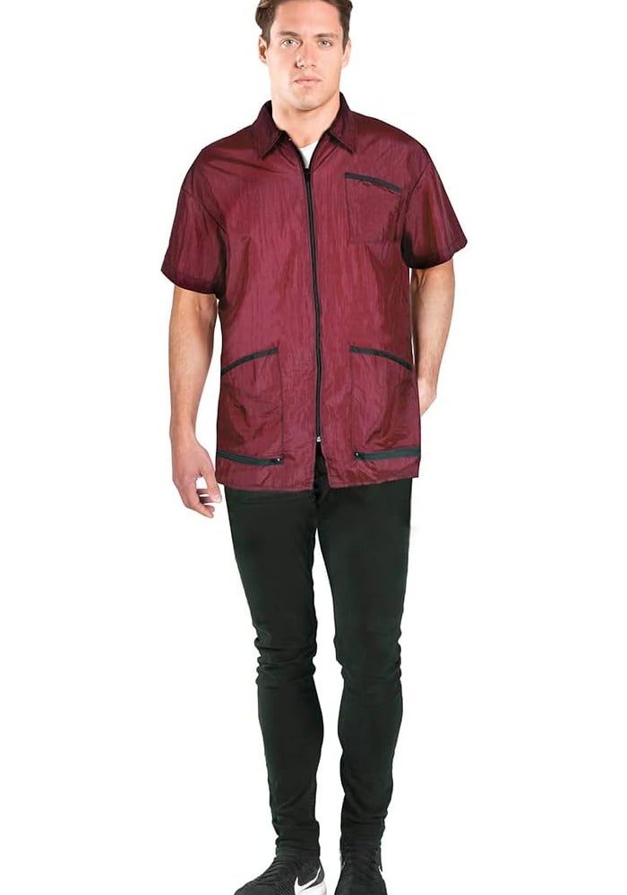 Betty Dain Premier Barber Jacket in Burgundy - Stylish and Functional Short-Sleeved Design - Image 1