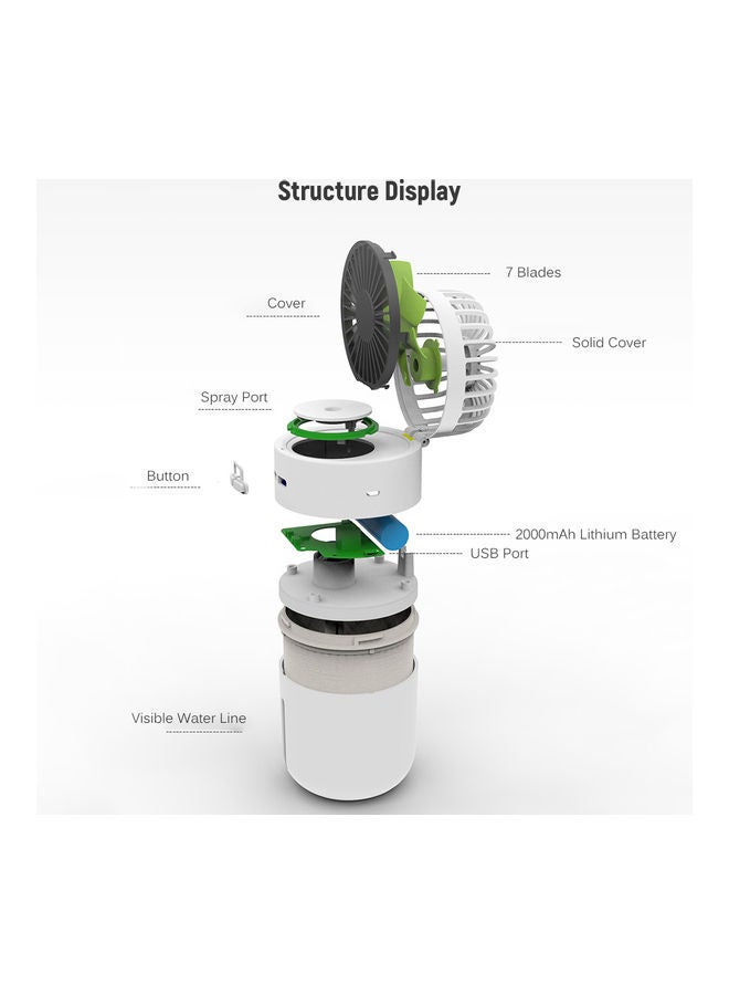 Rechargeable Mini Humidifier With Fan White - Image 2