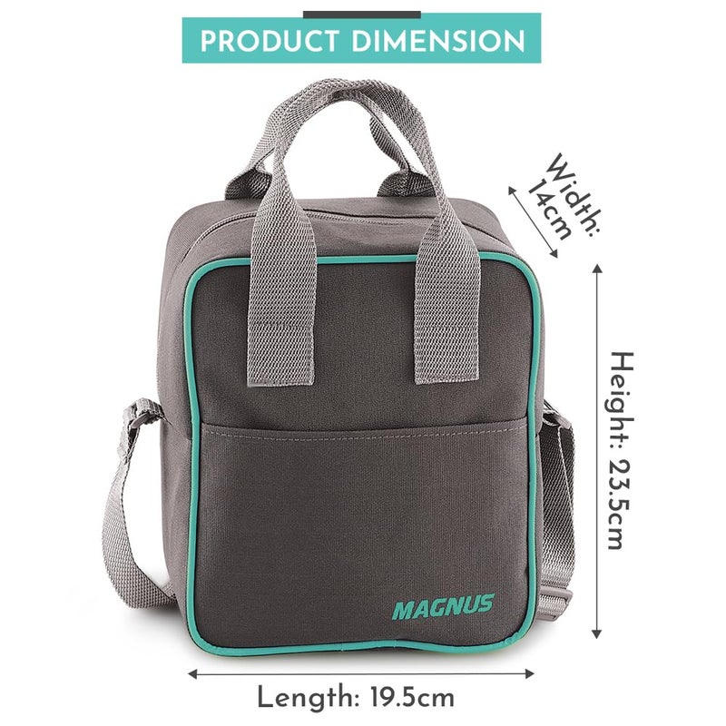Magnus Magnus G-Lock Solid Glass Lunch Box with Vertical Pouch and Detachable Clip,1 SS Bottle and 3 Round Airtight, Leakproof,Microwave Safe Borosilicate Glass Containers,400 ML Each-Premium Lunch Boxes  - Image 3