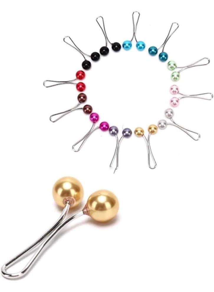 ChicAbode 12pcs مسلم حجب كليب دبابيس، محاكاة اللؤلؤة الفولاذ المقاوم للصدأ U مقاطع مع ملونة، كاذبة اللؤلؤة كليب للنساء البنات، شال شال بروش كليب حجب أبوابل شال شال مجوهرات الملحقات - Image 1