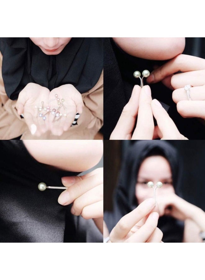 ChicAbode 12pcs مسلم حجب كليب دبابيس، محاكاة اللؤلؤة الفولاذ المقاوم للصدأ U مقاطع مع ملونة، كاذبة اللؤلؤة كليب للنساء البنات، شال شال بروش كليب حجب أبوابل شال شال مجوهرات الملحقات - Image 4