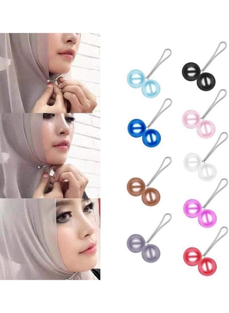 ChicAbode 12pcs مسلم حجب كليب دبابيس، محاكاة اللؤلؤة الفولاذ المقاوم للصدأ U مقاطع مع ملونة، كاذبة اللؤلؤة كليب للنساء البنات، شال شال بروش كليب حجب أبوابل شال شال مجوهرات الملحقات - Image 2
