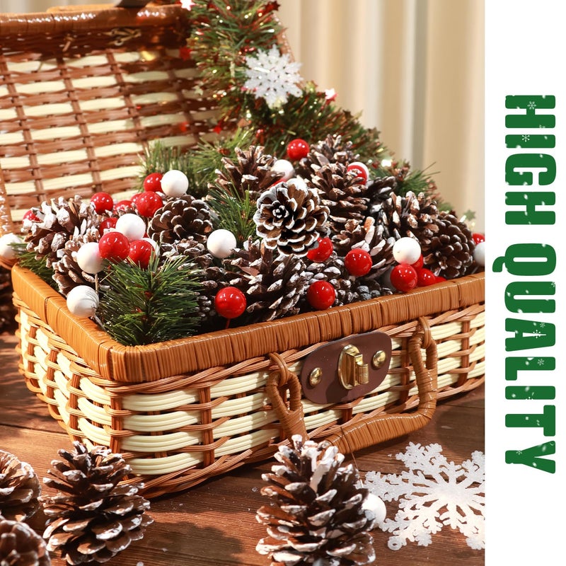 hatisan 200PCS Christmas Pine Cones Berry Pine Branch Snowflakes Set Christmas Decorations for DIY Crafts Home Table Gift Party Supplies  Assorted Sizes - Image 3