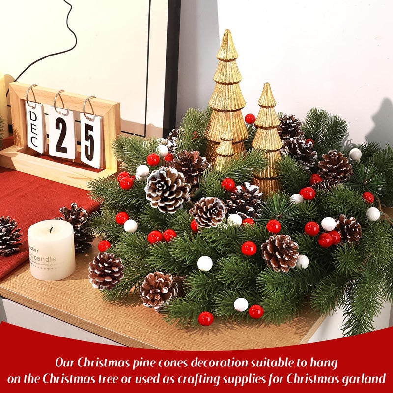 hatisan 200PCS Christmas Pine Cones Berry Pine Branch Snowflakes Set Christmas Decorations for DIY Crafts Home Table Gift Party Supplies  Assorted Sizes - Image 5