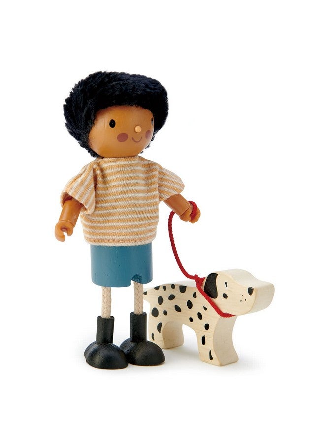 Tender Leaf Toys Mr. Forrester And His Dog Detailed Wooden Doll With Flexible Arms And Legs For Dollhouse Encourage Creative And Imaginative Fun For Children Age 3+ - Image 1