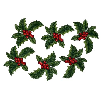 GARAAN - Machine Embroidered Applique, Embroidery Patch, Sew on Patches, DIY Projects, Holly Leaf (Pack of 6) - Image 2