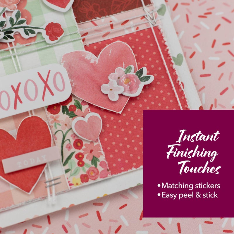 Echo Park Paper Co. My Valentine Collection Kit â€“ 12x12 Double-Sided Paper & Stickers Set for Scrapbooking, Valentine's Card Making, DIY Crafts, Classroom Art, Collage, Decorations, Multicolor - Image 4