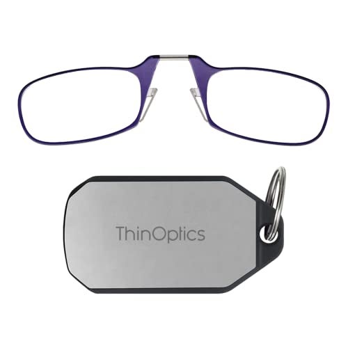 ThinOptics unisex adult Keychain Case + Reading Glasses, Purple, 44 mm US - Image 1