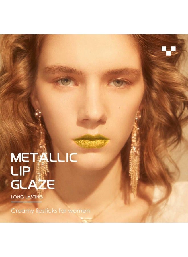 Kilshye Glitter Lipstick Matte Liquid Lipsticks Metallic Lip Glaze High Pigment Lipgloss Long Lasting Waterproof Lip Makeup for Women and Girls Pack of 1 (D- Gold 5) - Image 5