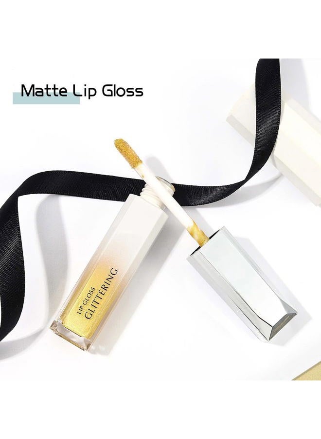 Kilshye Glitter Lipstick Matte Liquid Lipsticks Metallic Lip Glaze High Pigment Lipgloss Long Lasting Waterproof Lip Makeup for Women and Girls Pack of 1 (D- Gold 5) - Image 3