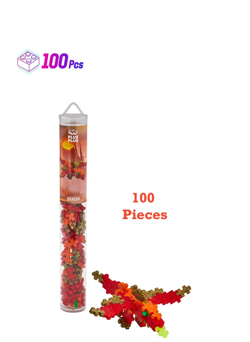 Plus-Plus Creative Building Blocks Tube, Dragon, Ingenious Construction Toy, 100 Pieces  - Image 1