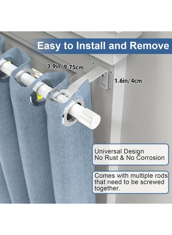 Adjustable Curtain Rod 30 To 87 Inches Metal Rod With Stand Matte White - Image 4