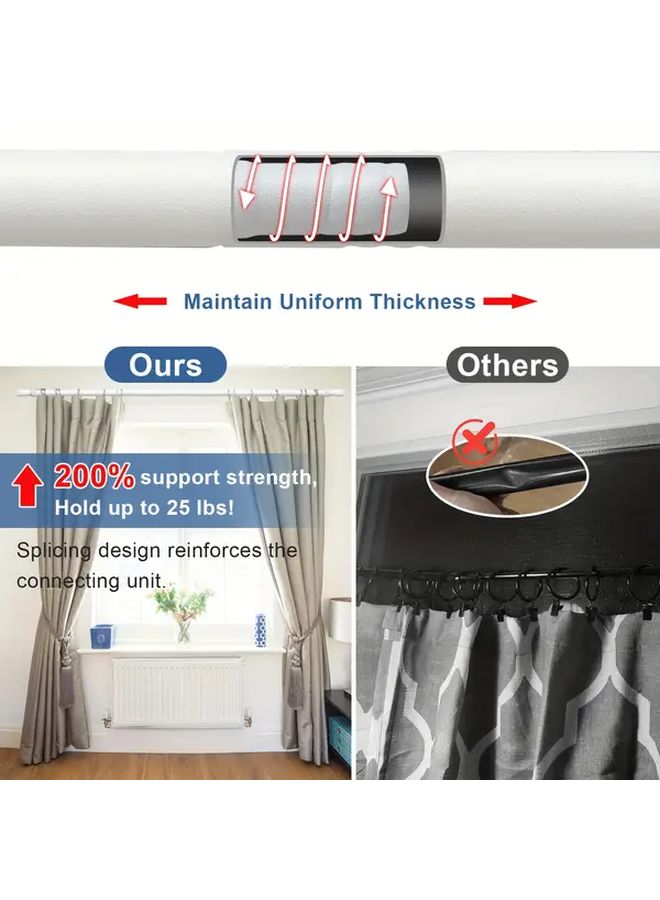 Adjustable Curtain Rod 30 To 87 Inches Metal Rod With Stand Matte White - Image 5
