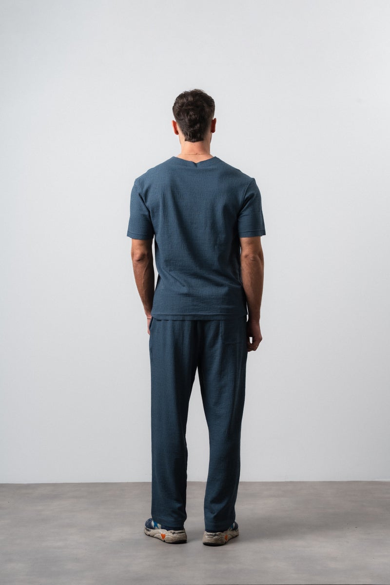 RESPIRE Men's FFB Dirty Stitch T-Shirt and Pants Set in Petrol - Image 4