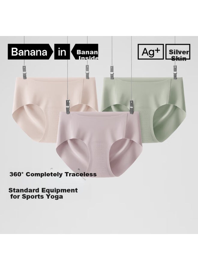Bananain Women's Underwear Series 7a Antibacterial Seamless Breathable Mid-rise Sports Yoga Anti-pinch Hip Triangle Summer 3 Pieces - Image 1