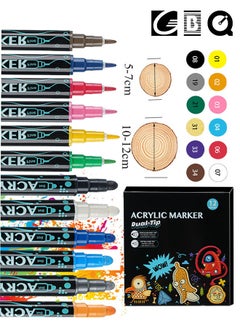 GBQ 12PCS Double-ended Acrylic Marker For Children's Student Handbook Marker Pen Color Graffiti Marker Pen With 2PCS Wood Chips DIY10-12cm 5-7cm Painting Art Tools Stationery  - Image 1