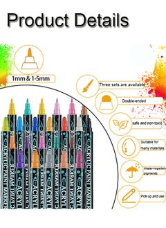 GBQ 12PCS Double-ended Acrylic Marker For Children's Student Handbook Marker Pen Color Graffiti Marker Pen With 2PCS Wood Chips DIY10-12cm 5-7cm Painting Art Tools Stationery  - Image 3