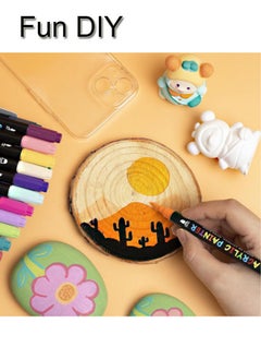 GBQ 12PCS Double-ended Acrylic Marker For Children's Student Handbook Marker Pen Color Graffiti Marker Pen With 2PCS Wood Chips DIY10-12cm 5-7cm Painting Art Tools Stationery  - Image 5