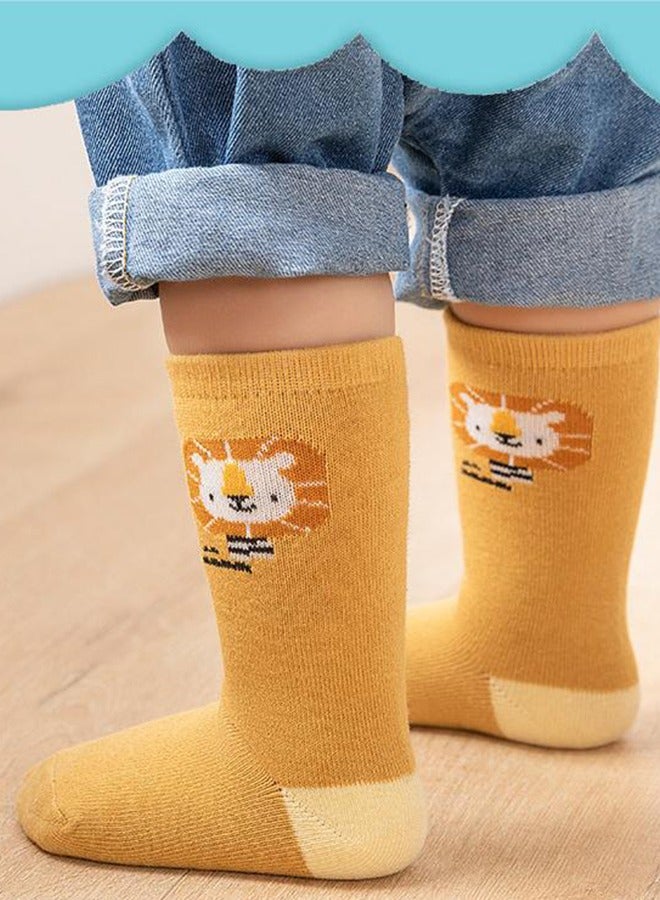 5 Pairs Of Children's Cotton Socks, Pure Cotton Cartoon Cute Mid-Calf Socks, Suitable For 0-3 Year Old Babies, Cotton Floor Socks For Boys And Girls  - Image 5