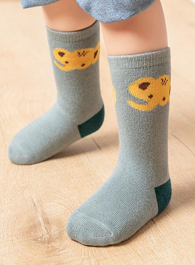 5 Pairs Of Children's Cotton Socks, Pure Cotton Cartoon Cute Mid-Calf Socks, Suitable For 0-3 Year Old Babies, Cotton Floor Socks For Boys And Girls  - Image 4