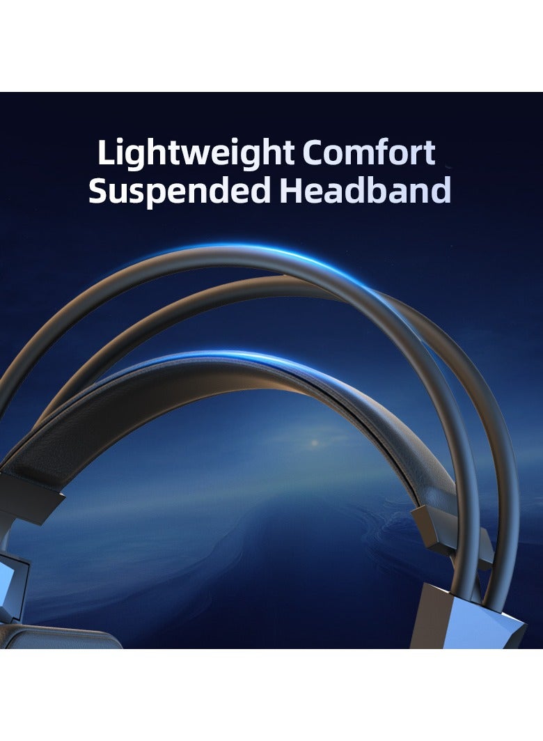 Gaming Headset, Over-Ear Gaming Headset for PC, Switch, PS4, PS5, Xbox One, Wired Video Game Headset with Microphone Noise Cancellation, Stereo Bass Surround Sound, LED Light, Soft Memory Earmuffs - Image 5