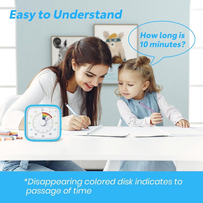 Exrp Visual Timer with Protective Case, Rainbow Disk 60 Minute Countdown Timer for Kids and Adults, Silent Time Management Tool - Image 2