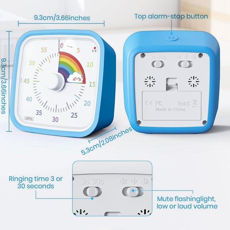 Exrp Visual Timer with Protective Case, Rainbow Disk 60 Minute Countdown Timer for Kids and Adults, Silent Time Management Tool - Image 4