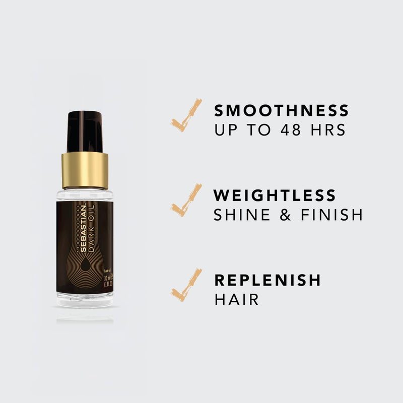 Sebastian Professional Dark Oil Lightweight Hair Styling Oil | Infused with Sandalwood, Cedarwood, & Argan Oils | Travel Size, 1 fl oz - Image 2