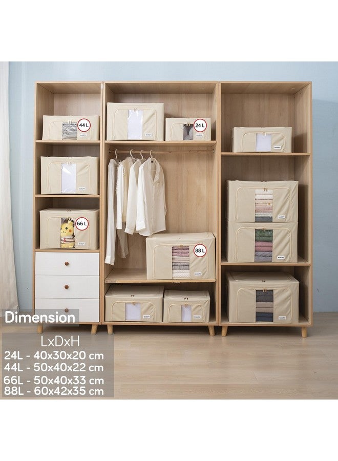 HOKIPO 600D Oxford Fabric Stackable Cloth Organiser Storage Box, Beige 24L- Pack of 2 (AR-4731-BGE*2) - Image 3