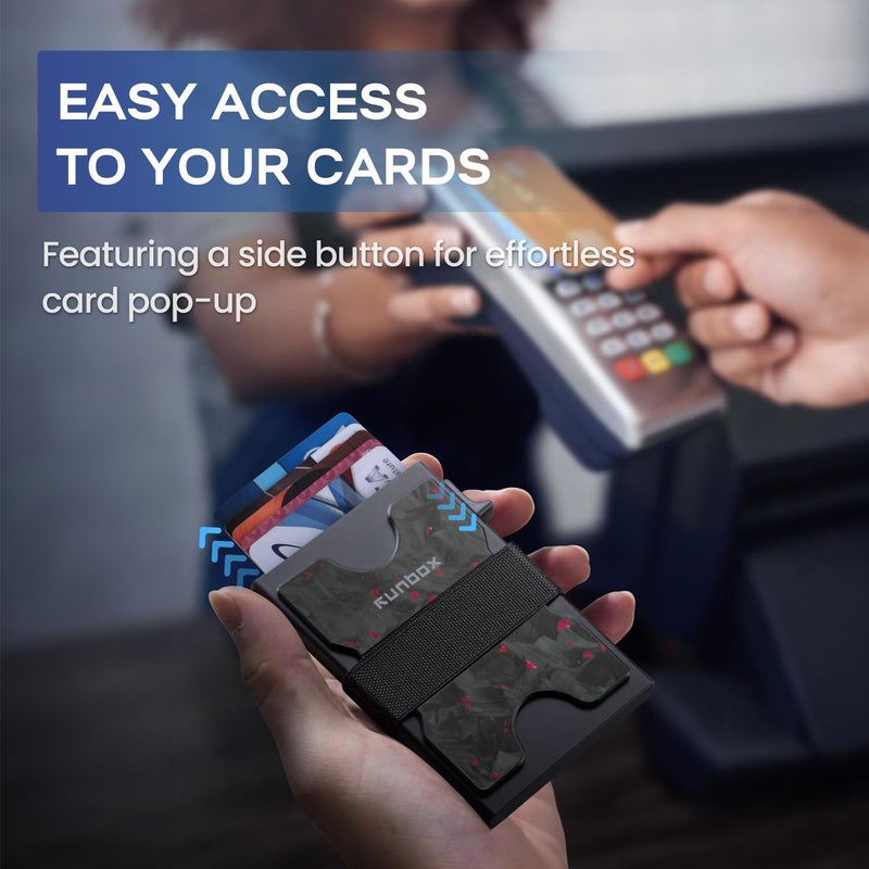 RUNBOX Slim Card Holder Wallet for Men, Minimalist RFID Blocking Wallet with Pop-Up Function, Ultra-Thin Design, Metal Business Card Cases holds 6+6 Cards, Gifts for Men, Men's Accessories - Image 3