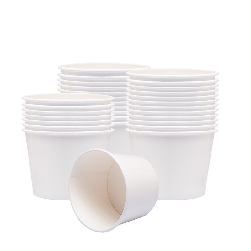 Belinlen Paper Ice Cream Cups  Paper Hot/Cold Soup Cups - 100 Count Cups (White) (12 oz) - Image 3