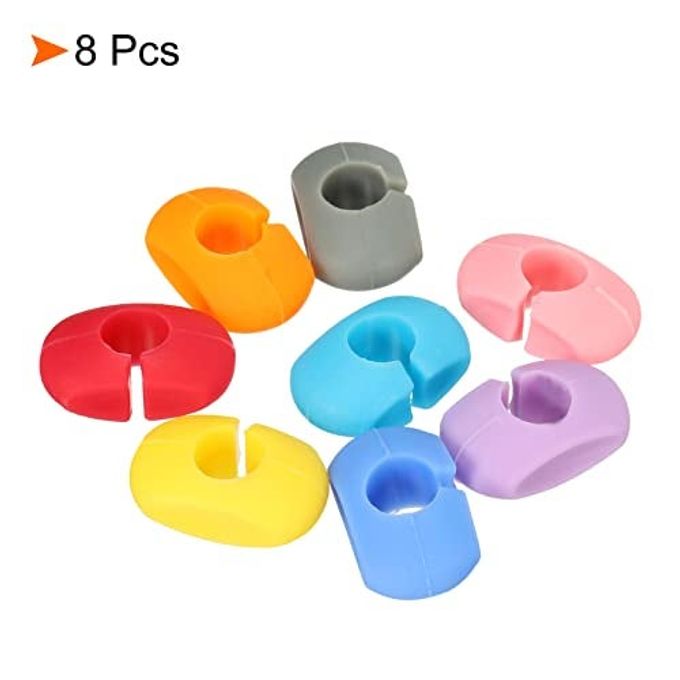 MECCANIXITY Silicone Wine Glass Markers 8mm/0.31" ID Reusable Drink Label Tags for Champagne Stem Glass, Multicolor 8 Pack - Image 3