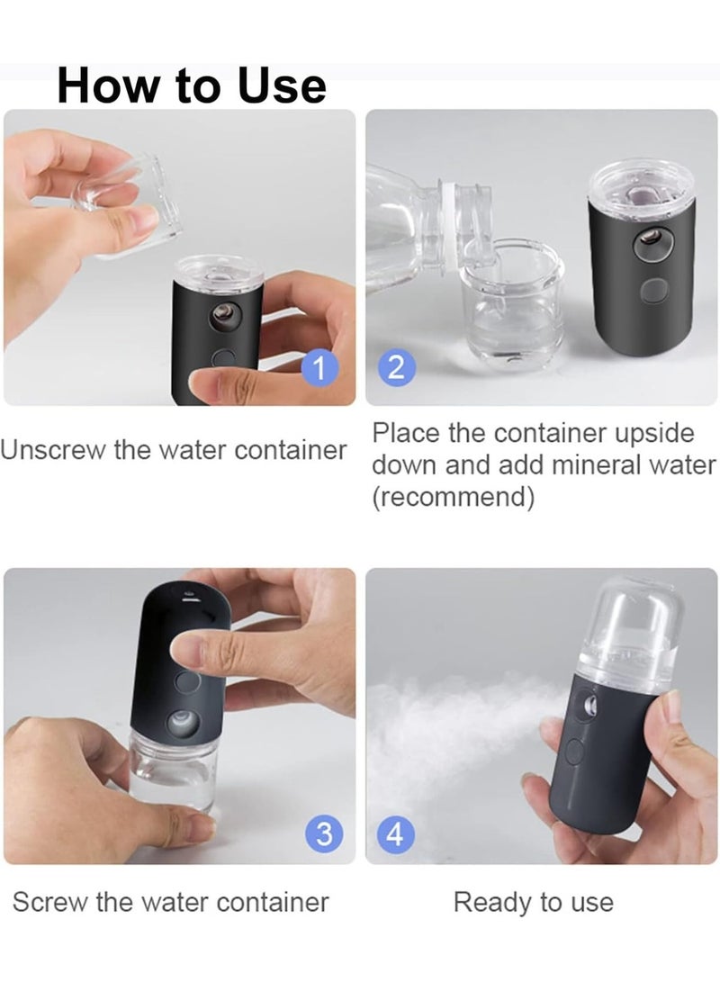 Portable Nano Mist Sprayer for Face Hydration – USB Rechargeable Cool Mist Facial Steamer with 30ml Transparent Water Tank for Makeup Setting, Skincare - Image 4