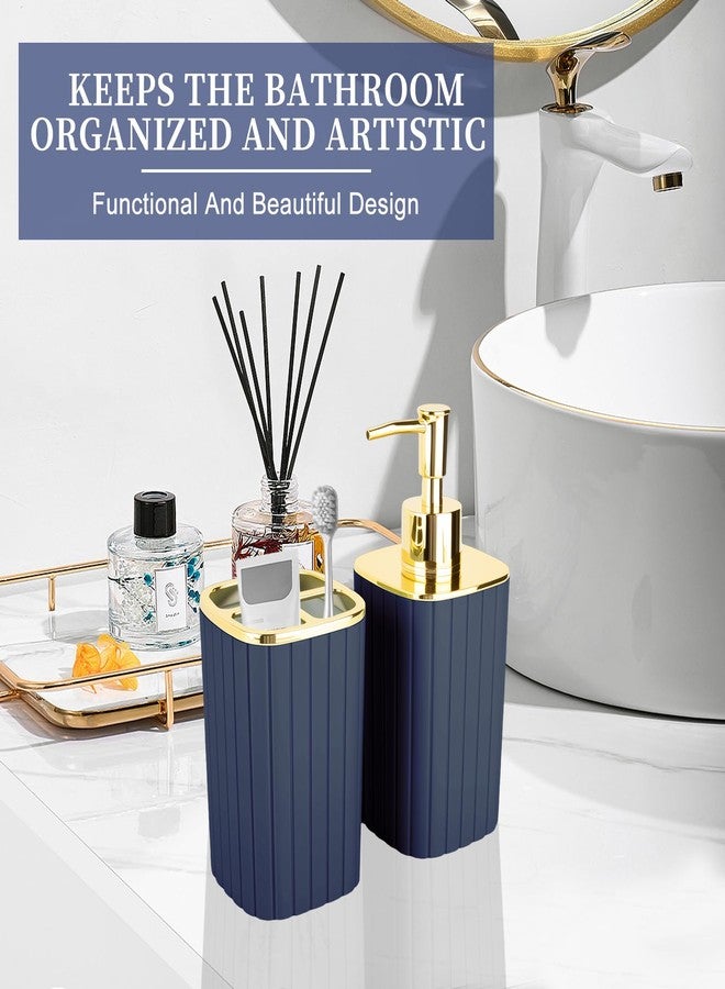 RRM 2PCS Bathroom Accessories Set, Navy Blue Bathroom Accessories Include Soap Dispenser and Toothbrush Holder for Boho Bathroom Decor - Image 5