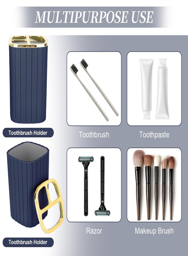 RRM 2PCS Bathroom Accessories Set, Navy Blue Bathroom Accessories Include Soap Dispenser and Toothbrush Holder for Boho Bathroom Decor - Image 4