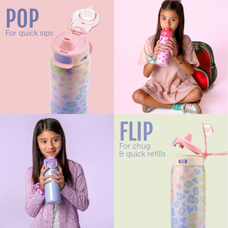 Ello Pop & Fill 18oz Stainless Steel Kids Water Bottle with Quick Fill Lid | Vacuum Insulated BPA Free Bottle with Leak Proof Straw and Chug Lid, Dishwasher Safe, Gift For Kids Teens, Purple Holo - Image 5