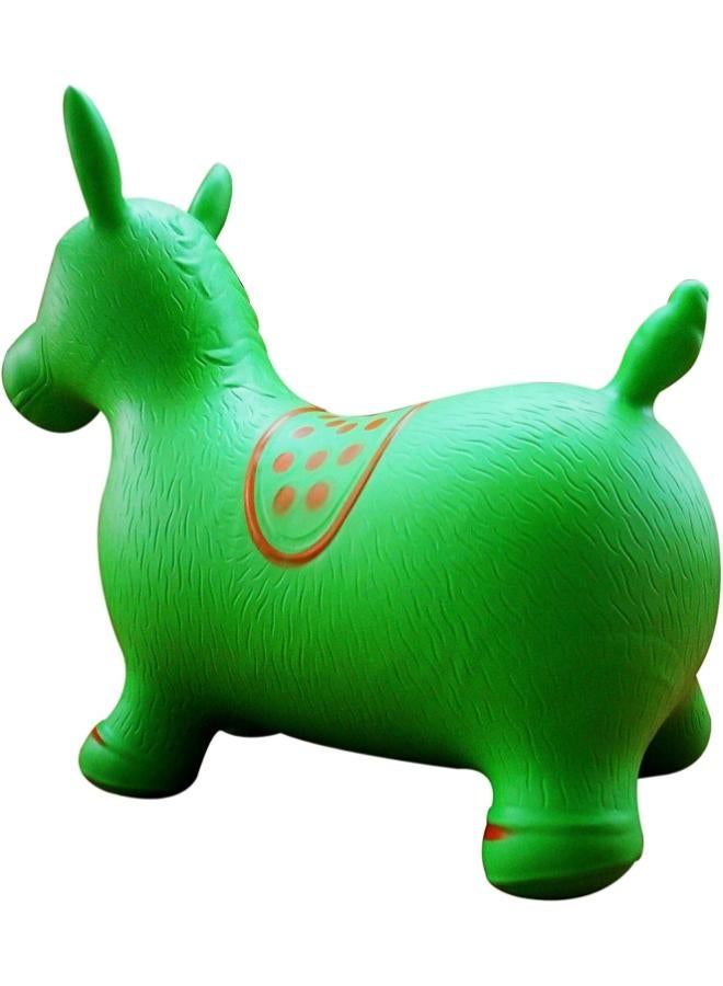 AppleRound Inflatable Green Horse Bouncer with Hand Pump - Image 1
