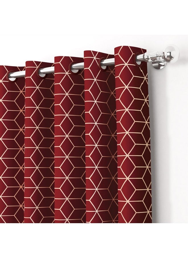 Story@Home Story@Home Blackout Door Curtains 7 Feet Set of 2 | 90% Room Darkening | Hexagon Printed | Thermal Insulated Curtains | Curtains for Living Room | (116 x 215 cm, Maroon) | Perfect for Home Decor  - Image 2