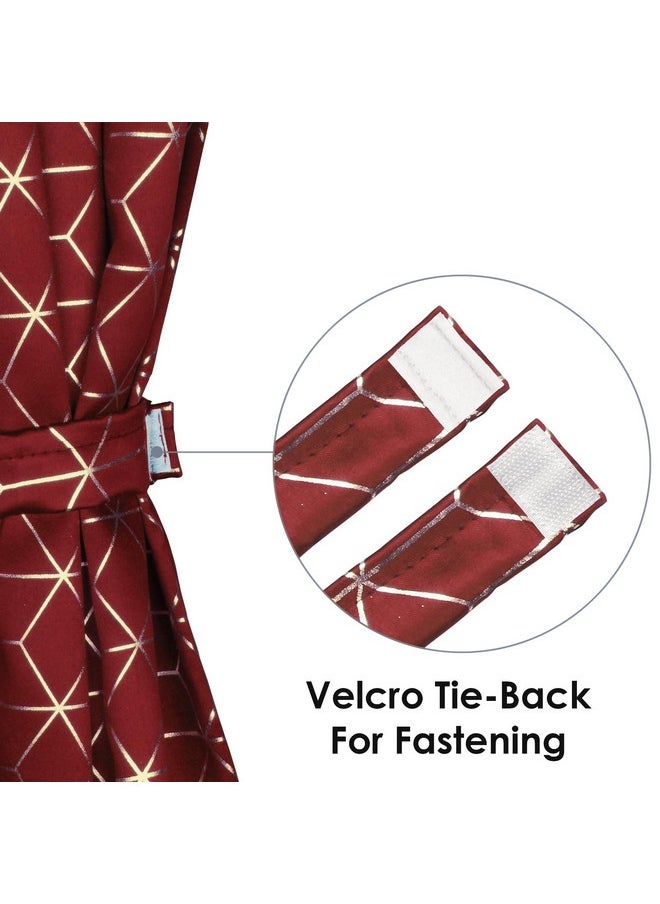 Story@Home Story@Home Blackout Door Curtains 7 Feet Set of 2 | 90% Room Darkening | Hexagon Printed | Thermal Insulated Curtains | Curtains for Living Room | (116 x 215 cm, Maroon) | Perfect for Home Decor  - Image 3