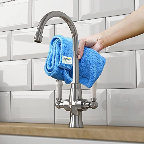 SOFTSPUN Microfiber High Loop Cleaning Cloths, 40x60 cms 4 pcs Towel Set 380 GSM (Sky Blue) Highly Absorbent, Lint and Streak Free, Multi-Purpose Wash Cloth for Kitchen, Window, Silverware. - Image 4