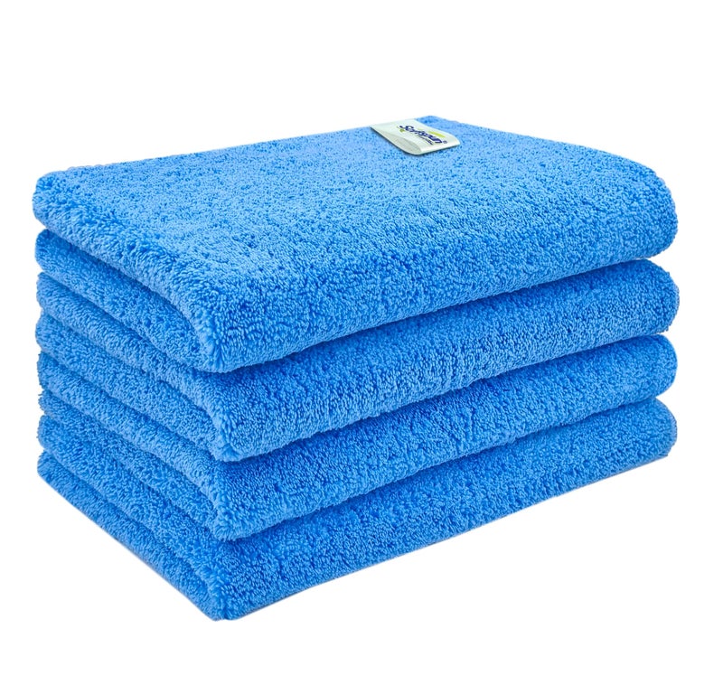 SOFTSPUN Microfiber High Loop Cleaning Cloths, 40x60 cms 4 pcs Towel Set 380 GSM (Sky Blue) Highly Absorbent, Lint and Streak Free, Multi-Purpose Wash Cloth for Kitchen, Window, Silverware. - Image 2