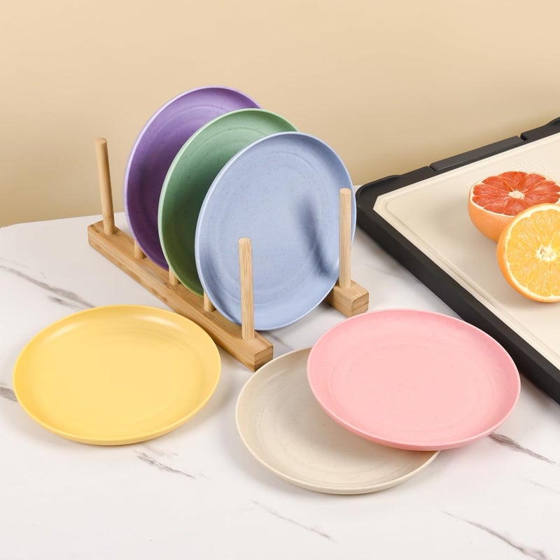 BGHEOUYV 6 Inch Wheat Straw Plates, 12 Pack Small Plates, Lightweight Unbreakable Plastic Dinner Plates for Kids Adult Dinner Camping Salad Dessert - Image 2