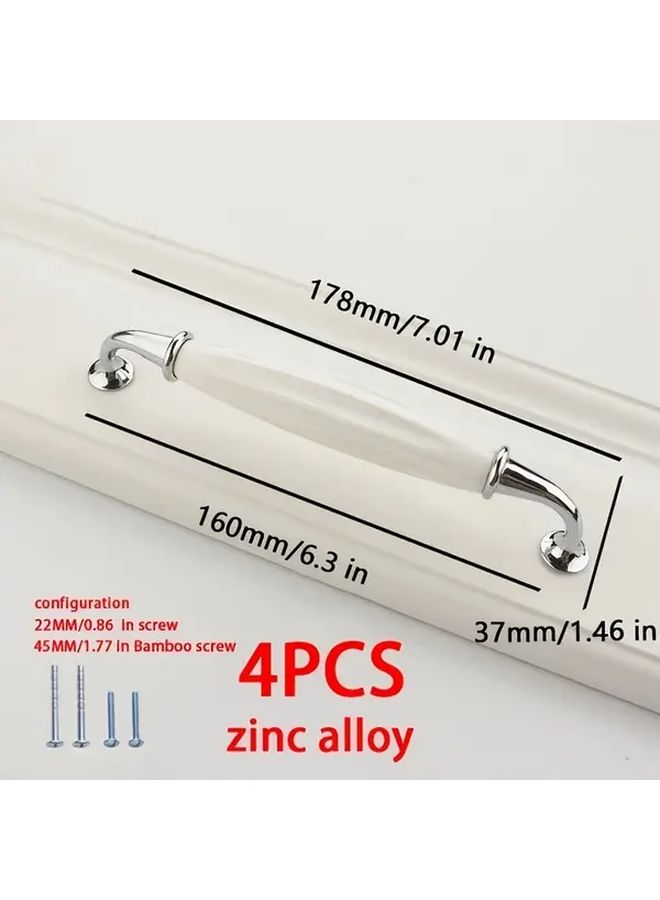 4pcs Silvery White Zinc Alloy Cabinet Handles Single Hole Curved Design For Drawers And Cabinets - Image 5